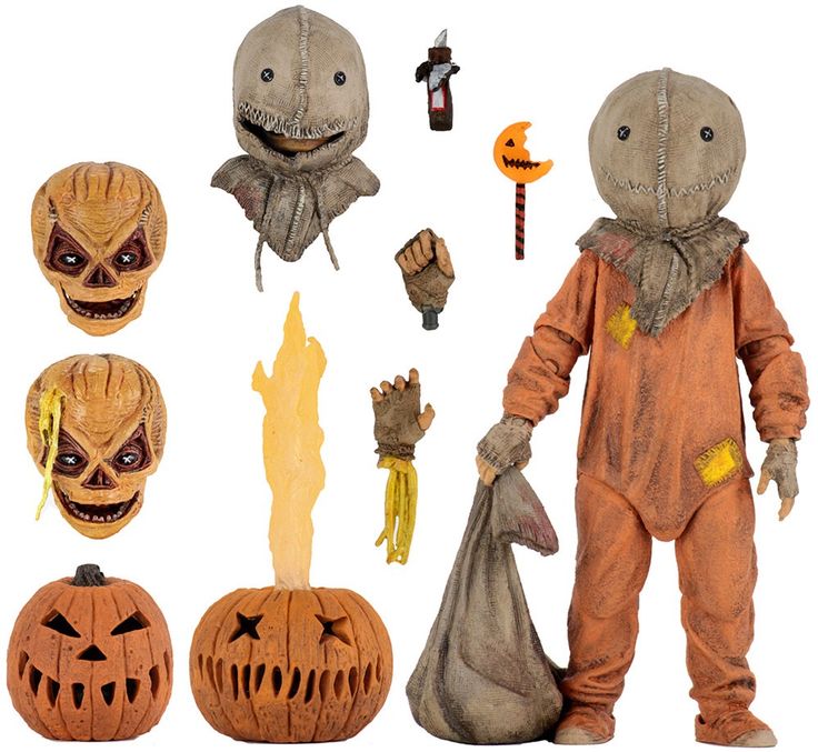 an assortment of halloween costumes including jack o lantern and pumpkins