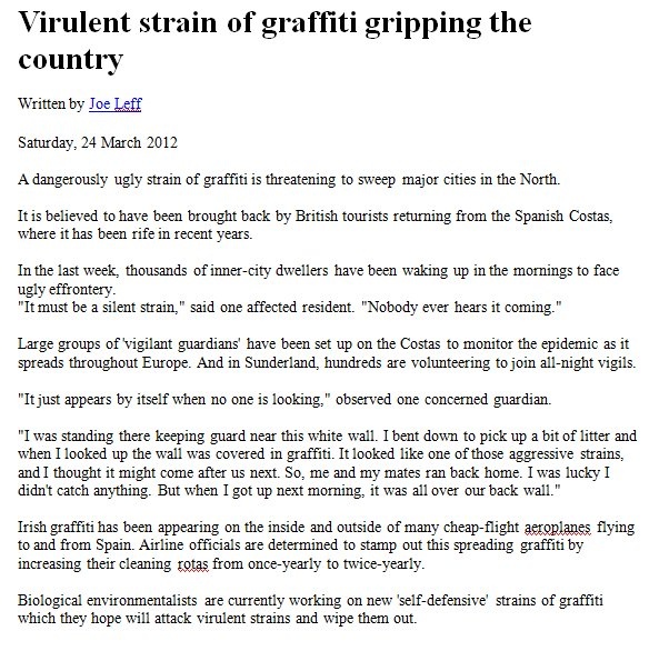 a letter written to an official in front of a white background with the words virtent strain of graffiti gripping the country