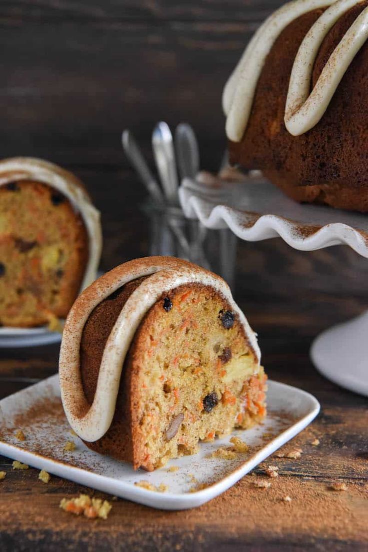 there is a bundt cake with icing on it