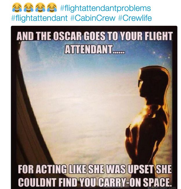 an airplane window with the caption'and the oscar goes to your flight attendant for acting like she was upset she couldn '