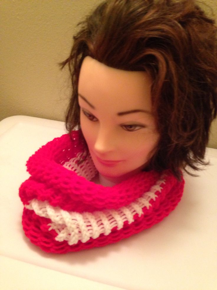 Red with white stripe Infinity Scarf $20.00, Available to order in any color, email homemadehatsandmore@gmail.com or go to my Facebook page Homemade Hats and More By Kalli Facebook Page, Infinity Scarf, White Stripe, Hats, Red, White, Color