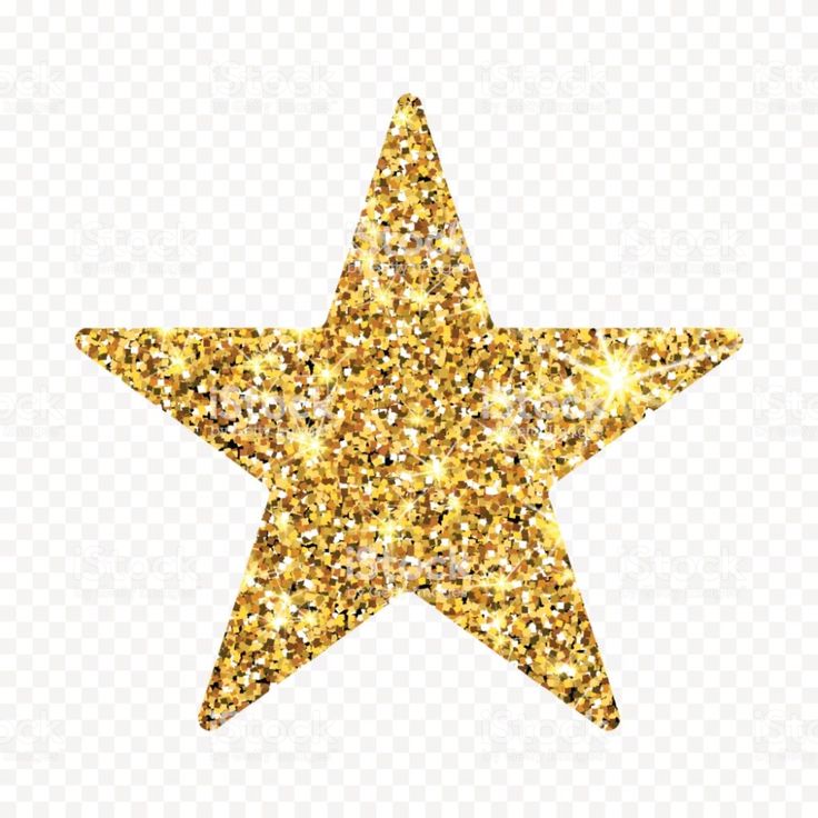 a gold glitter star on a transparent background