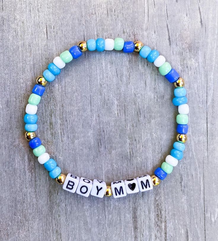 Boy Mama Bracelet / Boy Momma / Mom Bracelet / Boy Momma Bracelet / Mama Bracelet / Gift for Mom / Blue Mom Bracelet / Blue Beaded Bracelet - Etsy Adjustable Turquoise Bracelets With Letter Beads, Personalized Blue Friendship Bracelets For Birthday, Blue Hypoallergenic Name Bracelet For Birthday, Hypoallergenic Blue Name Bracelet For Birthday, Blue Beaded Bracelets With Letter Beads As Gift, Personalized Blue Round Bead Jewelry, Personalized Blue Round Beads Jewelry, Personalized Blue Round Beaded Jewelry, Blue 8mm Beads Wristband Gift