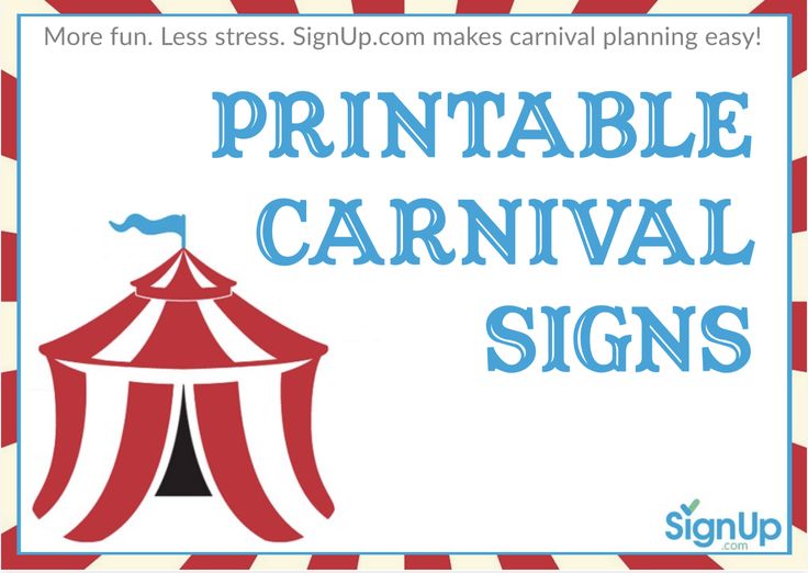 a circus tent with the words printable carnival signs