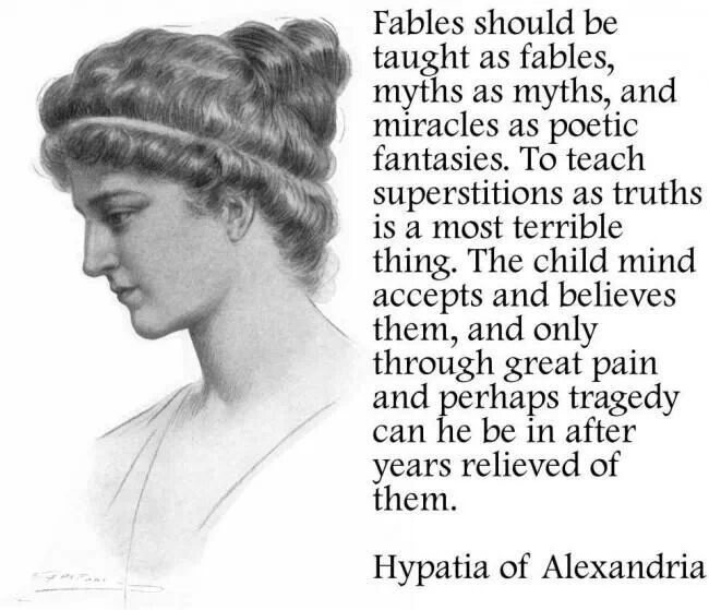 an advertisement with a woman's head and text on the front, which reads hypopia of alexandria