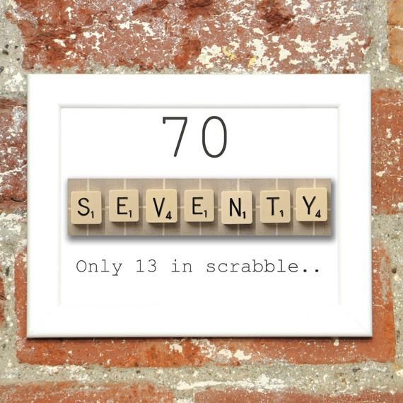 Scrabble 70th Decade Birthday Card --- 70 its only 13 in scrabble (2 ...