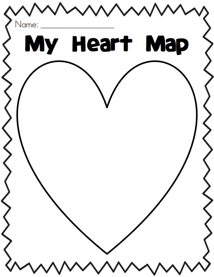 a heart shaped map with the words my heart map in black and white on it