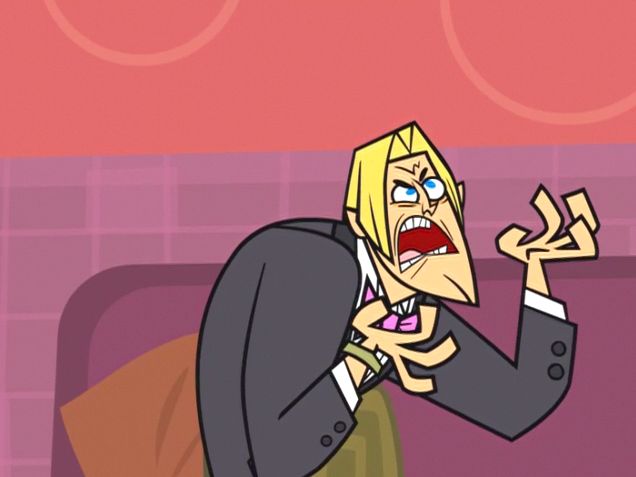 a cartoon character with an angry look on his face and hands in front of him