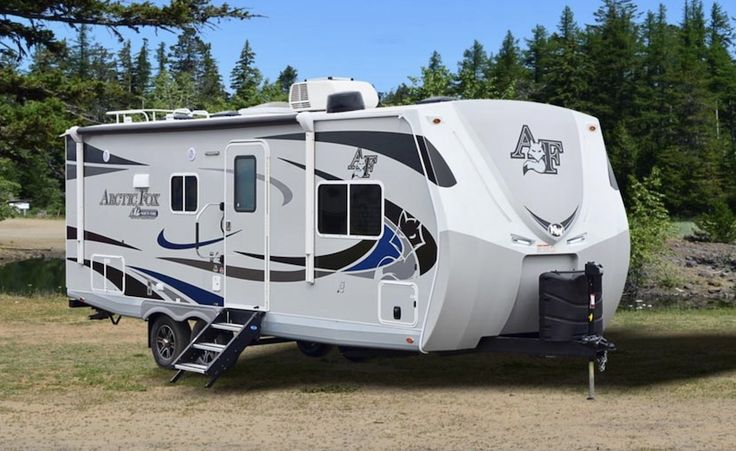 an rv parked in a parking lot