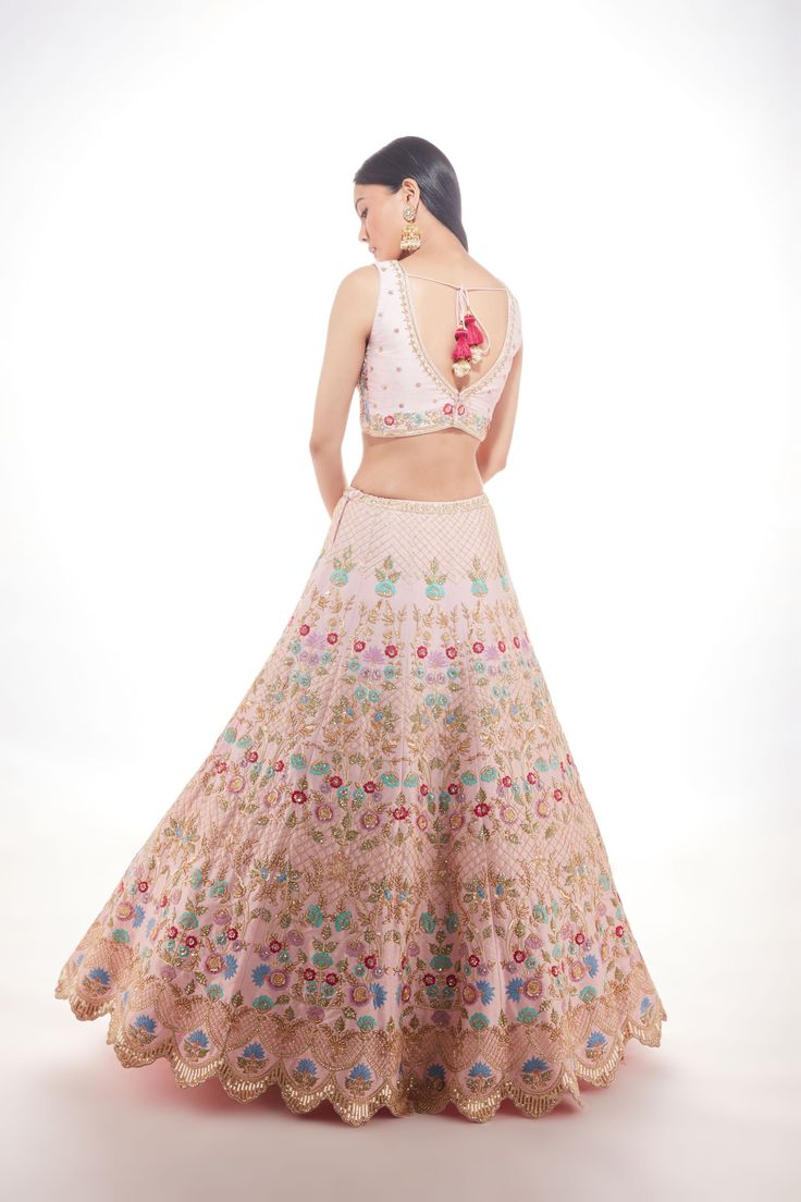 A silk lehenga with zardozi, sequins, and resham embroidery paired with a matching blouse and sea green net dupatta with floral border From Chamee and Palak 's The Wedding Edit collectionDELIVERY TIMEPlease allow 8-12 weeks for your outfit to arrive.FABRIC DETAILSSilk And NetProfessional cleaning only. Reception Choli With Floral Embroidery And Traditional Drape, Traditional Drape Choli With Floral Embroidery For Reception, Designer Tissue Silk Set With Floral Embroidery, Floral Embroidered Tissue Silk Designer Wear Set, Tissue Silk Sets With Floral Embroidery For Reception, Floral Embroidery Tissue Silk Set For Designer Wear, Raw Silk Sharara With Floral Embroidery For Reception, Floral Embroidered Raw Silk Sharara For Receptions, Floral Embroidered Anarkali Set For Reception And Navratri