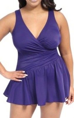 Ann's Bra  Lingerie Shop  Mastectomy Center - Plus Size Aurora Swimdress. $164. You must get your hands on this flattering Miraclesuit® one-piece before any of your friends do. Slims the entire midriff, ruching accentuates waist. Extra-firm control, skirted one-piece swimsuit.V-neckline with a Scooped back. ,Built-in, foam-lined wire-free soft cups. Non-adjustable comfort front straps stretch in back. "Look 10lbs lighter in 10 seconds"®.  For more information or to order call 314-878-4144 Real Women Fashion, Flattering Swimsuits, Causal Dresses, Plus Size Swimsuits, Plus Size Swimwear, Swim Dress, Bra Lingerie, Aurora, Top Styles