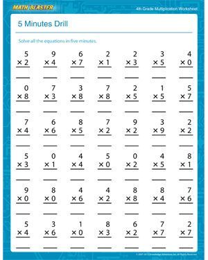 5 grade worksheets multiply | Minutes Drill - Printable Multiplication ...