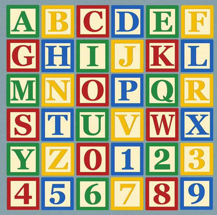 the alphabet is made up of different colors and numbers, including letters that spell out