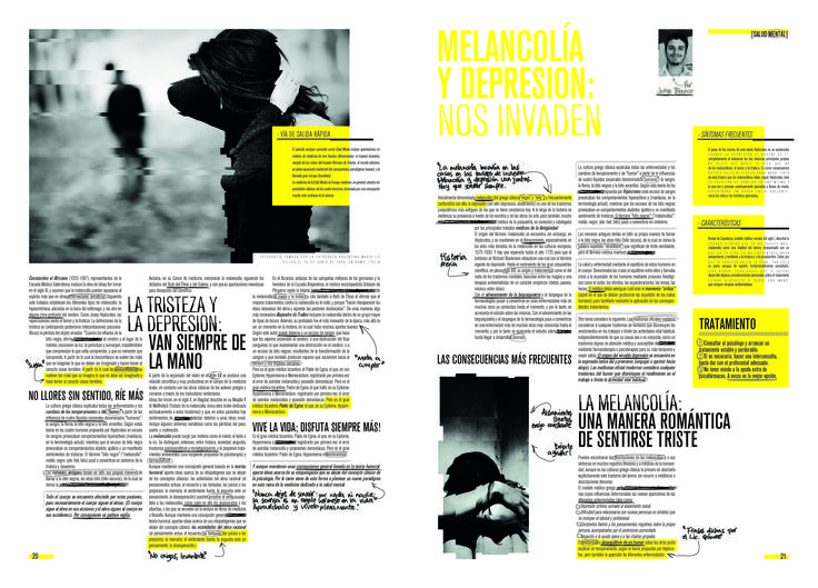 an article in the spanish language is shown with yellow and black text on white paper