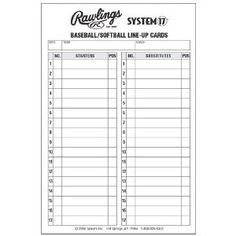 the baseball line up cards are shown