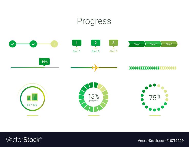 progress and progress icons in green colors