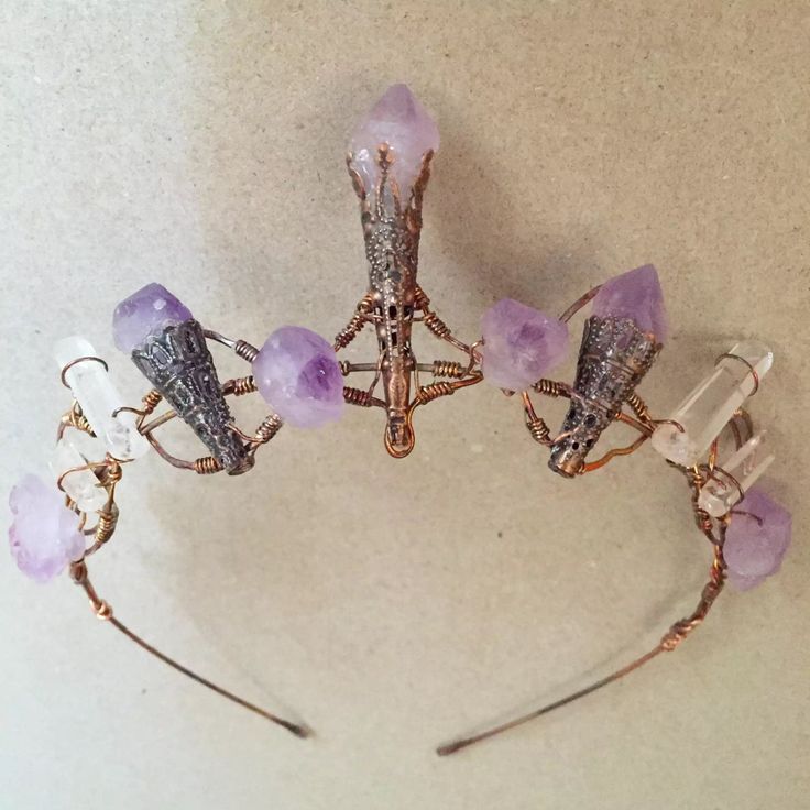 The ARIADNE Crown - Amethyst Crystal Crown - Magical Unique Crown Tiara. Quartz Prom Christmas Cosplay Bridal Bridesmaid by HowlingMoonUK on Etsy https://www.etsy.com/listing/229517849/the-ariadne-crown-amethyst-crystal-crown Copper Crown, Quartz Crown, Crystal Crowns, Handmade Crown, Black Tiara, Christmas Cosplay, Beautiful Tiaras, Beautiful Crystals, Crown Tiara