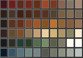 the color palette is shown with different shades