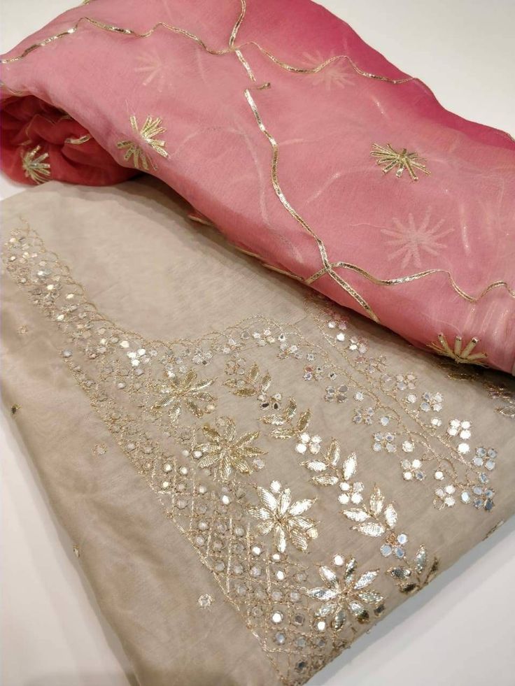 Item Overview Atharva Hand Embroidered Salwar Kameez w/Embroidery Neck in Beige/Dual shade Gota Patti work Dupatta/Custom Stitched/Bridal Trousseau/CH1219 Fabric: * Shirt Chanderi - 2.5 Mts Hand Embroidered Neck * Dupatta:Chiffon Chinnon Dupatta w/Gota Patti Work in 2.5 Mts Dual Shade * Bottom Santoon Silk 2.5 Mts. Excusive Hand Embroidered Party Wear Punjabi Suit. Customization: * Fabrics Customization: Designs Can be made in any Fabric of choice. * Color Customization: Design can be made in an Fancy Dress Material, Bridal Trousseau, Embroidered Salwar, Gota Patti Work, Red Bridal Dress, Embroidery Bracelets, Embroidery Tshirt, Embroidery Sweater, Embroidery Shoes