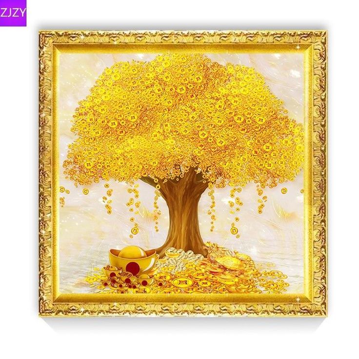 5D DIY Diamond Painting Bright Gold Coin Money Tree craft kit