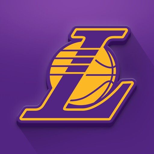 the los lakers logo on a black background with purple and gold letters that read,'la lakers '