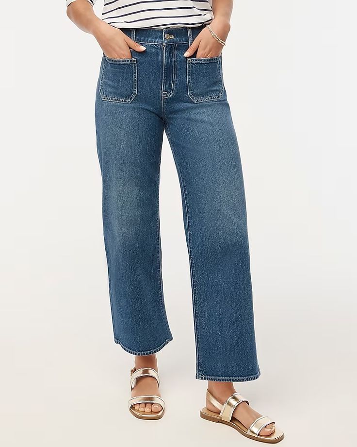 Factory: Wide-leg Patch-pocket Full-length Jean For Women Paper Bag Jeans, Fall Suit, Everyday Leggings, Online Products, J Crew Style, Maternity Tees, Maternity Leggings, Professional Attire, Maternity Shops