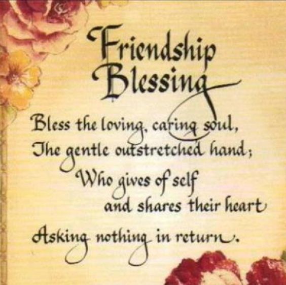 a card with flowers on it saying friends blessing