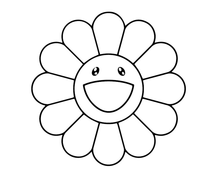 a flower that is drawn in the shape of a face, with one eye open