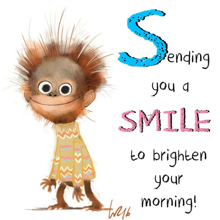 a cartoon monkey with the words sending you a smile to brighten your morning