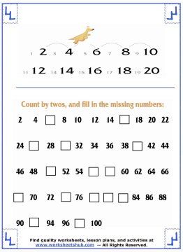 Counting By Twos Worksheet 3 | Homeschool worksheets, Math sheets ...