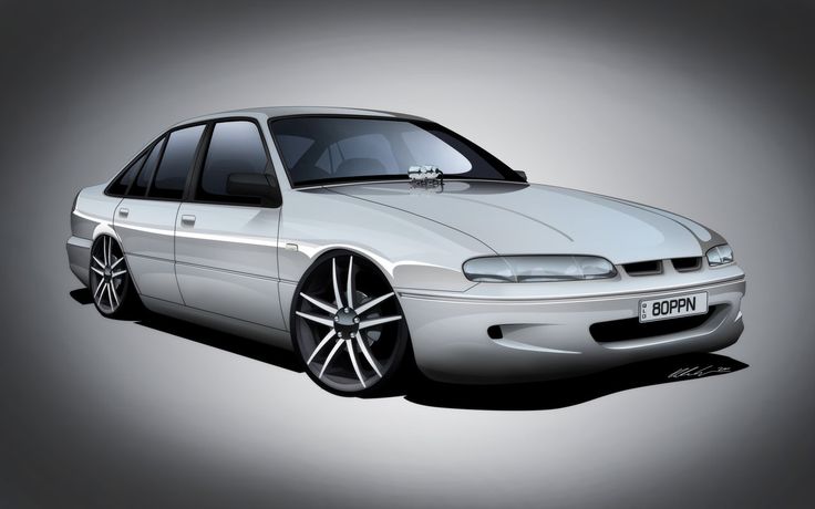 a white car is shown on a gray background