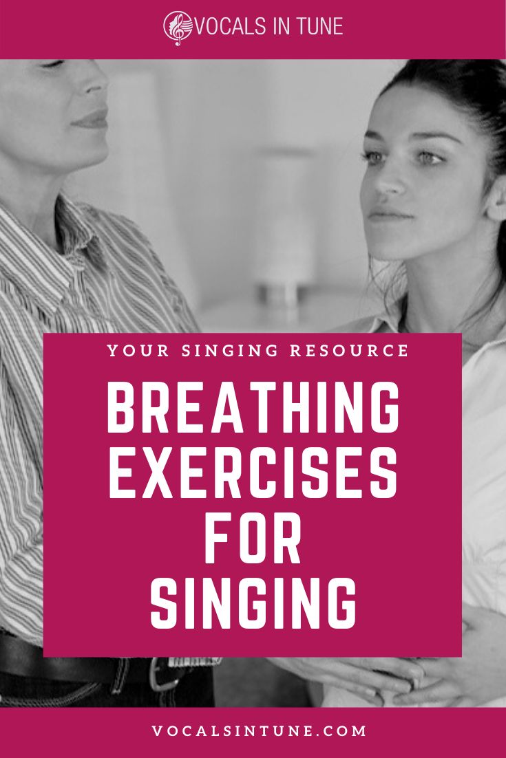 a woman and man with the words breathing exercises for singing