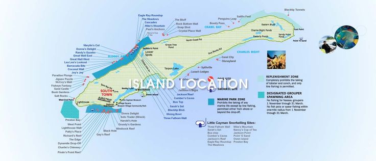 a map of the island location with several locations