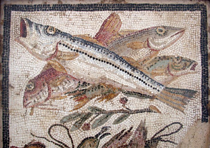 the fish are depicted in this mosaic