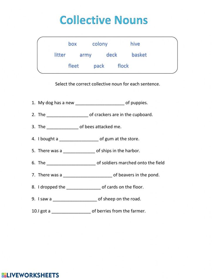 Collective Nouns Fill-in worksheet