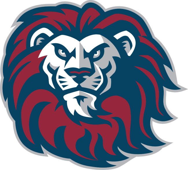 a lion's head with red, white and blue colors