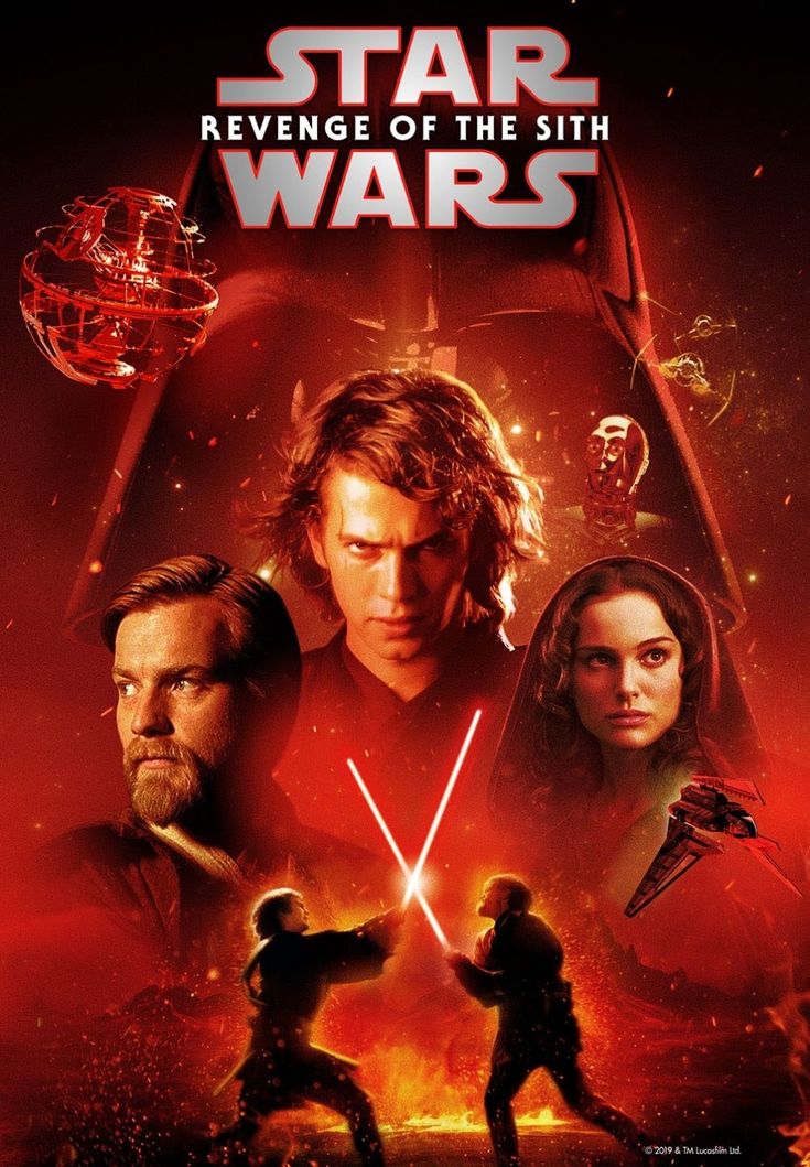 the poster for star wars, which features two characters in front of a red background