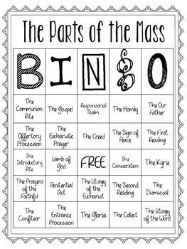 the parts of the mass bingo game