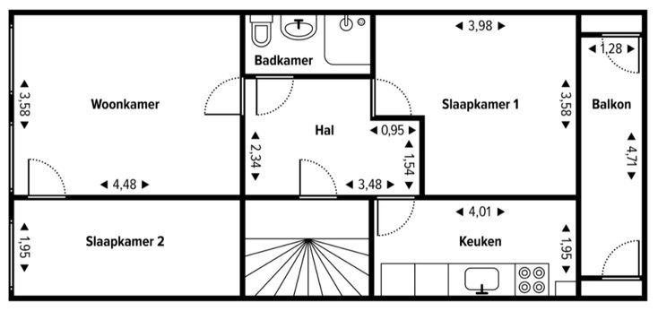 plattegrond woonruimte 1