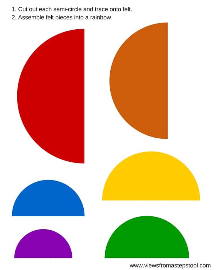 four different shapes with the same color scheme on each one, including an orange and green circle