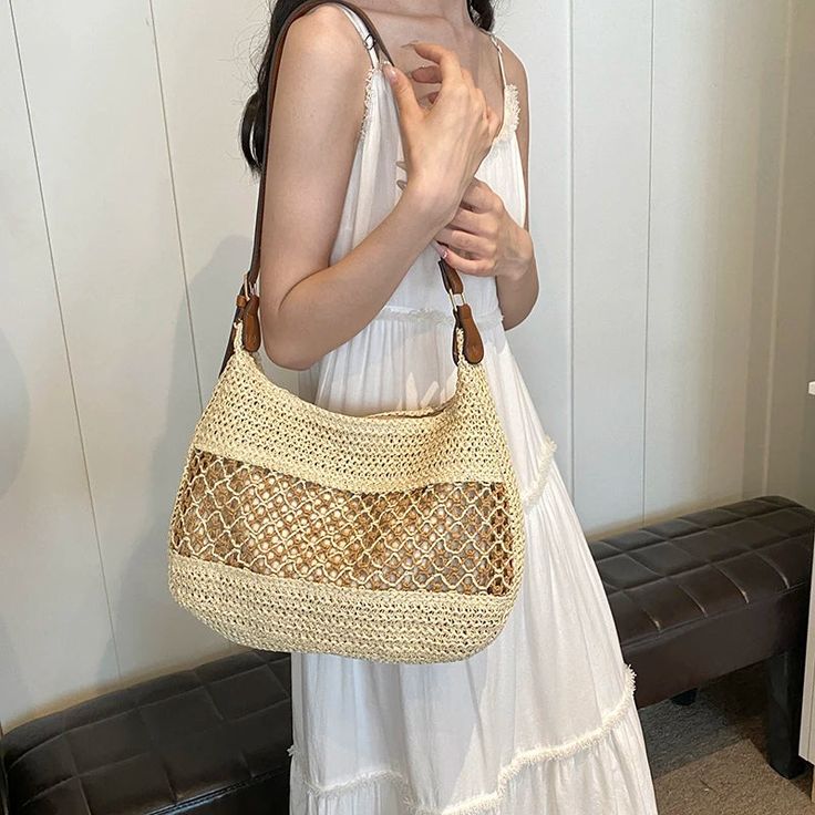 UAKISS - Straw Crossbody Bags for Women 2024 Korean Fashion Summer Shoulder Bags Lady Handbags and Purses Weave Beach Bag SIZE: (Upper Width)27cm * (Lower Width)33cm * (Height)26cm * (Thickness)9cm Shoulder Belt Length:64cm Woven Beach Bags, Korean Fashion Summer, Shoulder Belt, Handbags And Purses, Belt Length, Crossbody Bags For Women, Fashion Summer, Beach Bag, Crossbody Bags