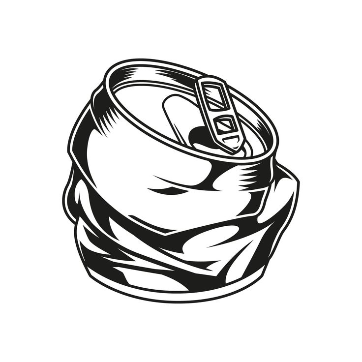 a black and white drawing of a can of soda