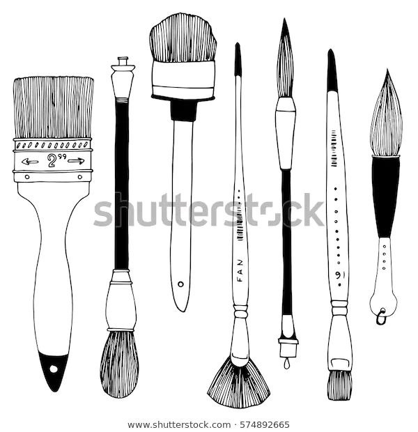 Set Art Brushes Hand Drawing Ink Stock Vector (Royalty Free) 574892665 ...