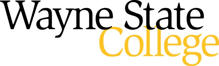 wayne state college logo with the words wayne state college in black and yellow on it