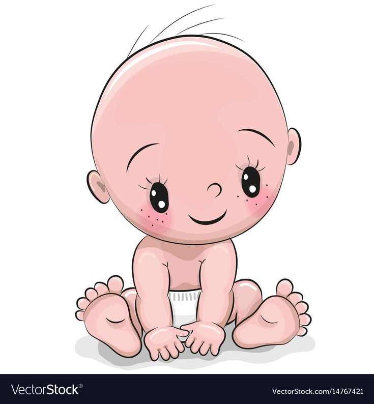 a cartoon baby sitting on the ground