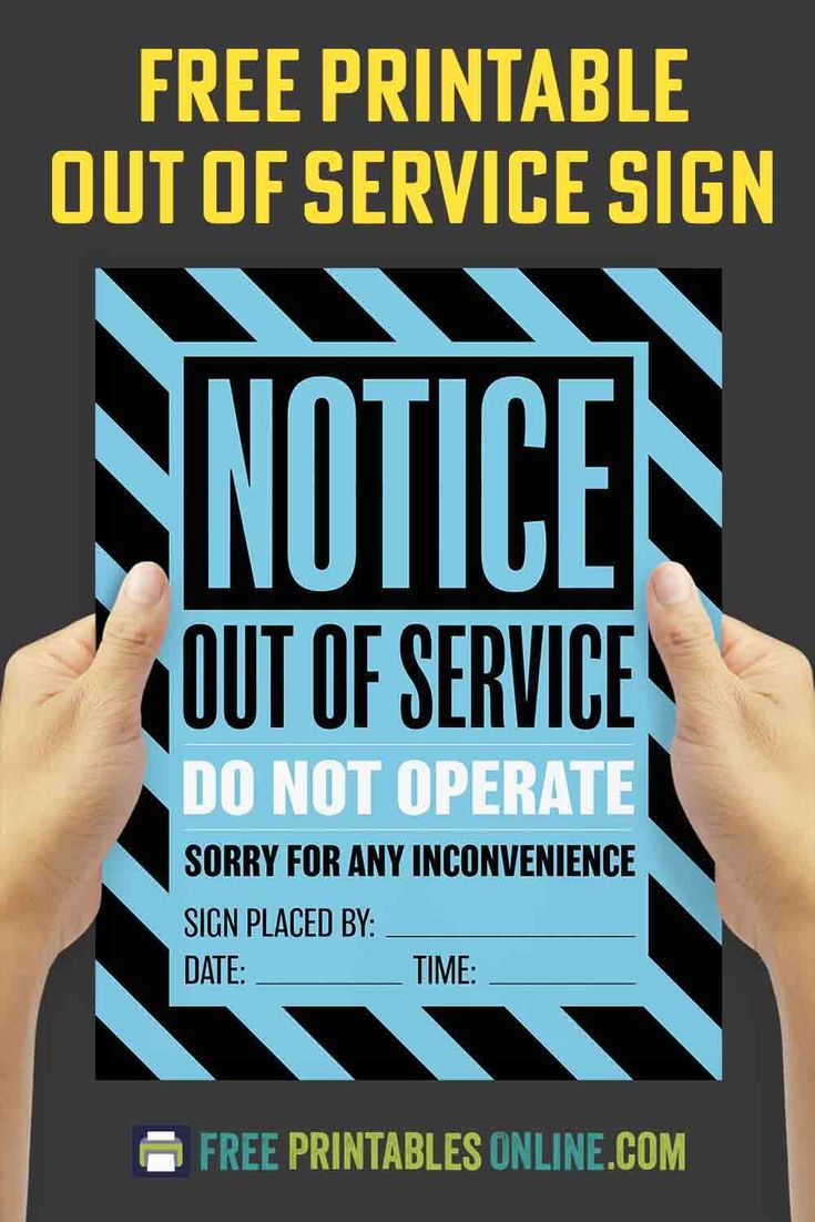 a hand holding up a sign that says notice out of service don't operate sorry for any convenience