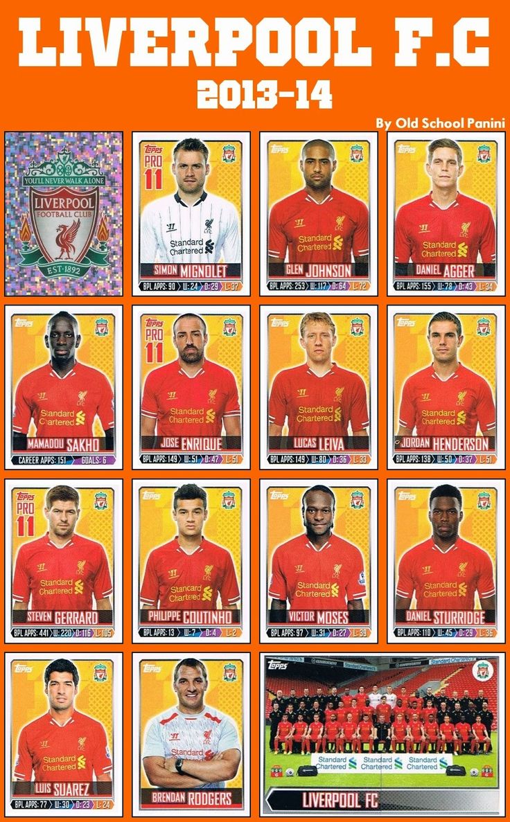 the liverpool football team is shown in orange and red colors, all from different teams