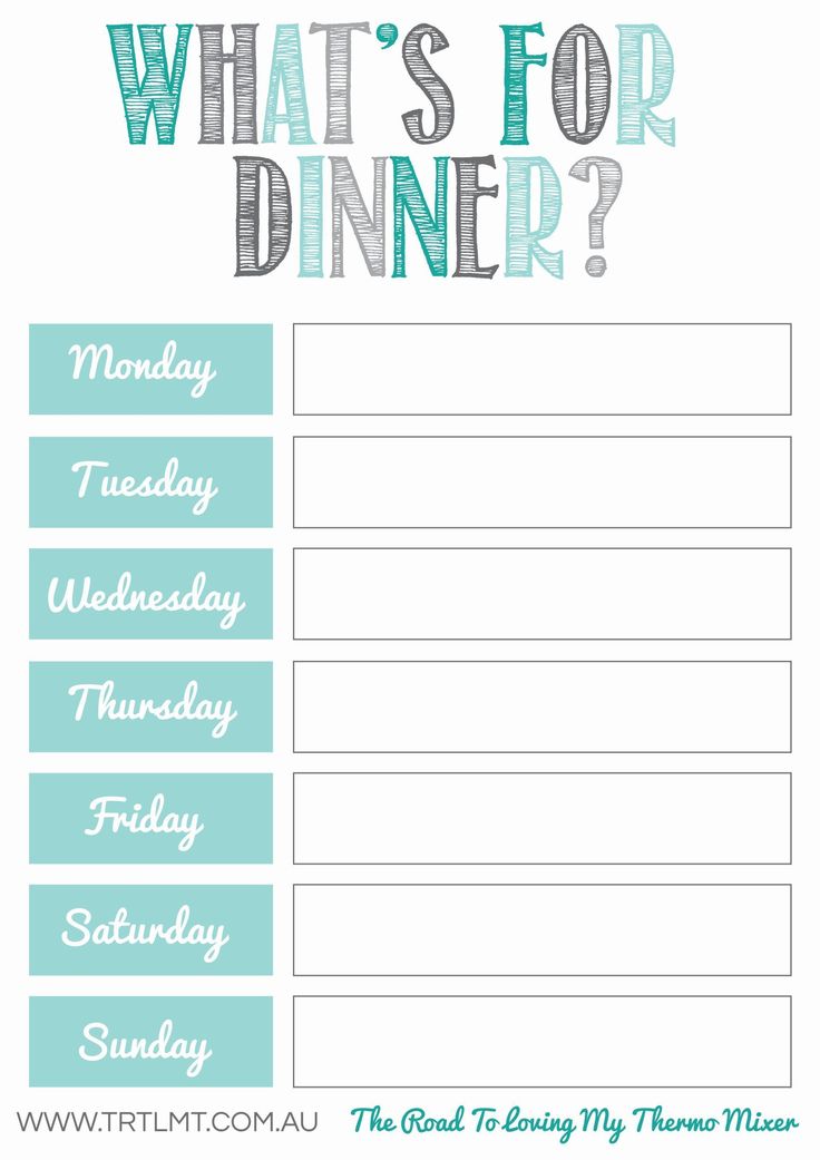 Weekly Meal Planner Template Word