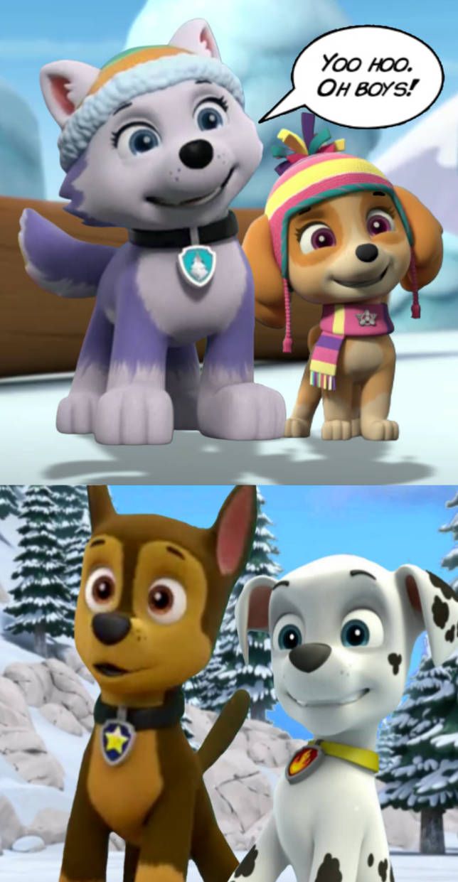 two cartoon dogs are talking to each other and one is saying you hoo oh boys