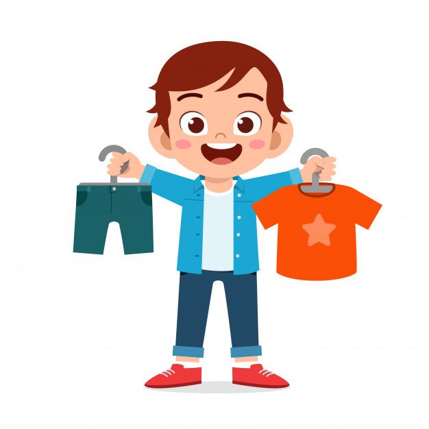 Boy Putting On Clothes Clipart